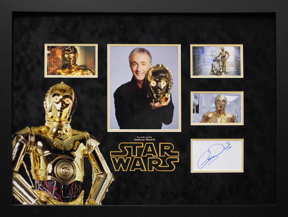 Starwars C3P0 signed white card by Anthony Daniels - Memorabilia Framers Shop